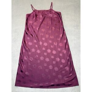 A New Day Y2K Satin Slip Midi Dress Purple Floral Print Size LG
